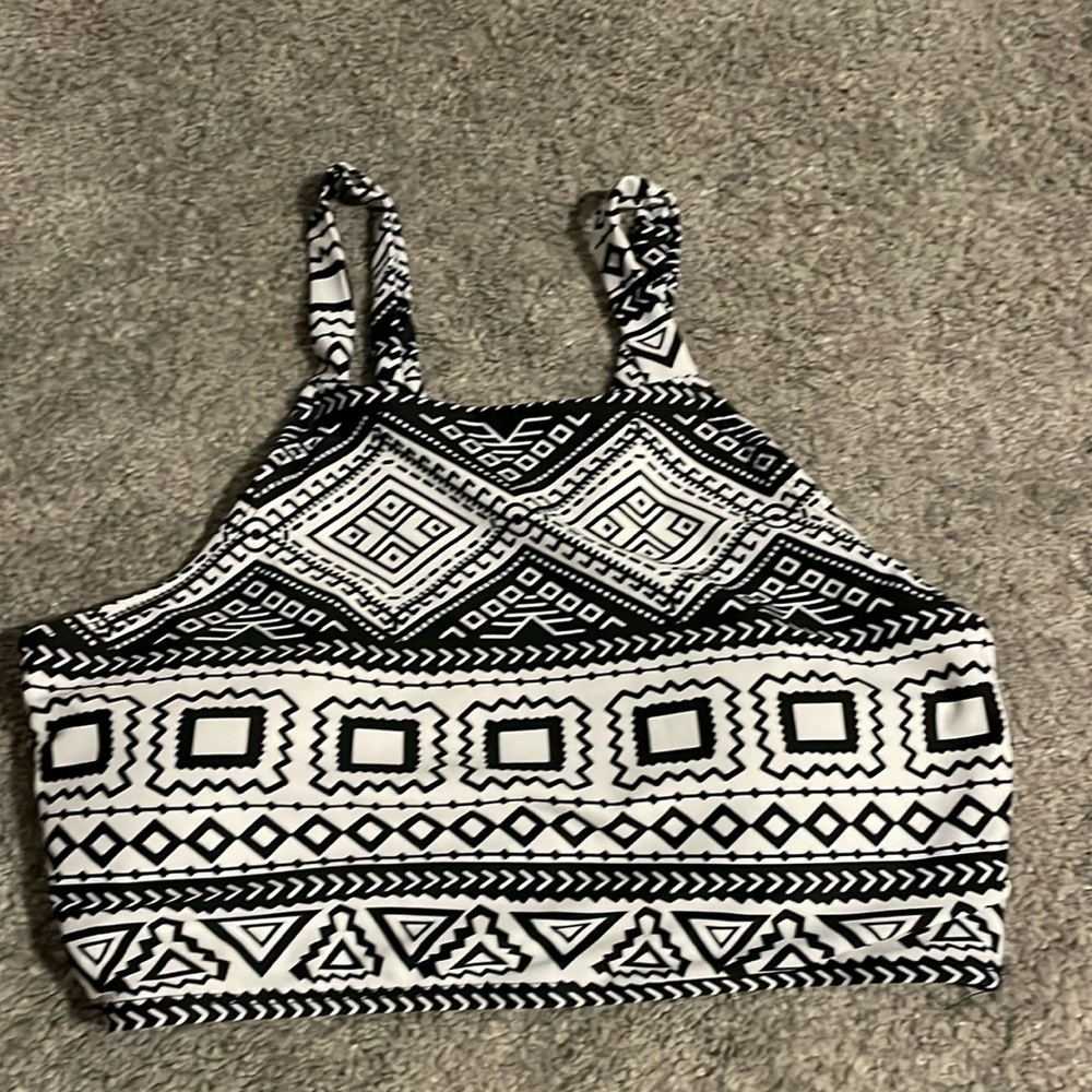Aztec patterned halter neck bikini top